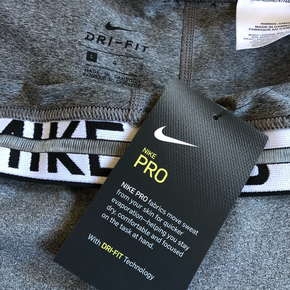 Nike Pro Women’s tight fit 7/8 leggings Gray Large - Picture 4 of 6